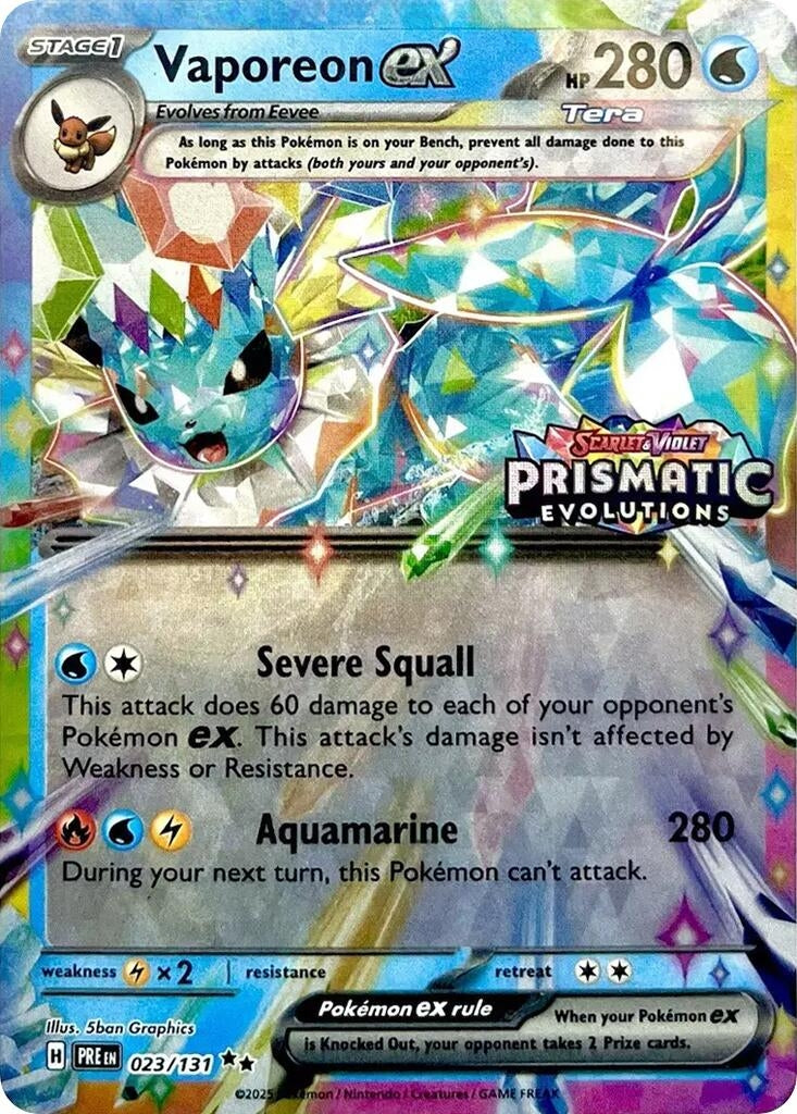 Vaporeon ex - 023/131 (Prismatic Evolutions Stamp) [023/131] [Miscellaneous Cards & Products]